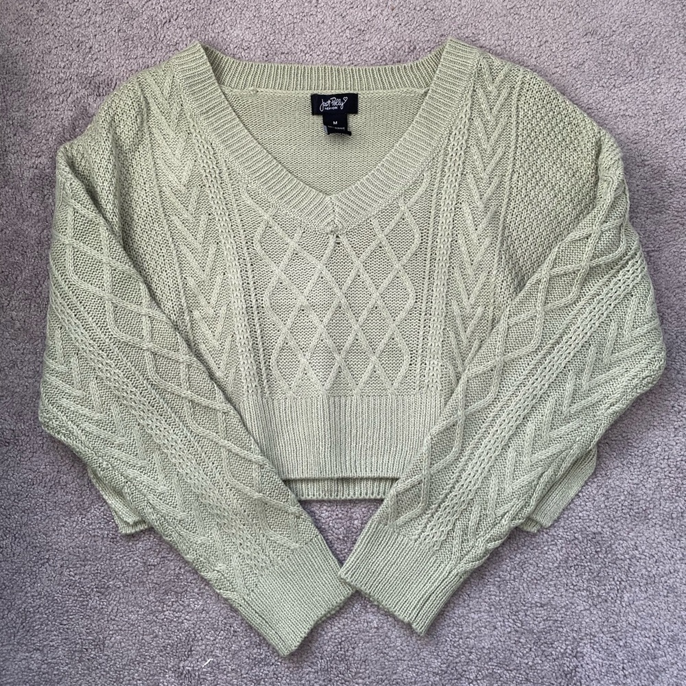 Cropped Sage Green Sweater